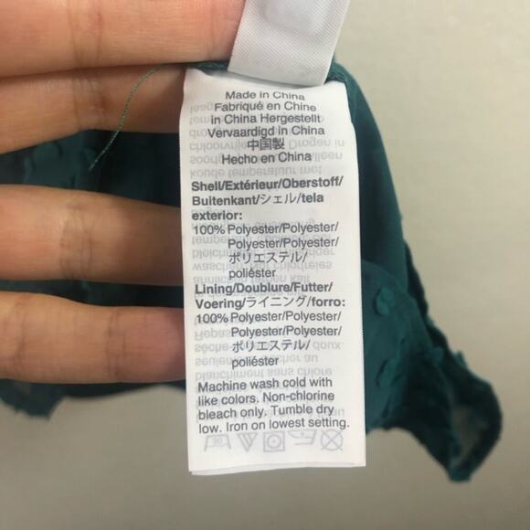 NWT J. Crew Gathered bib top in drapey swiss dot in green - Picture 6 of 10